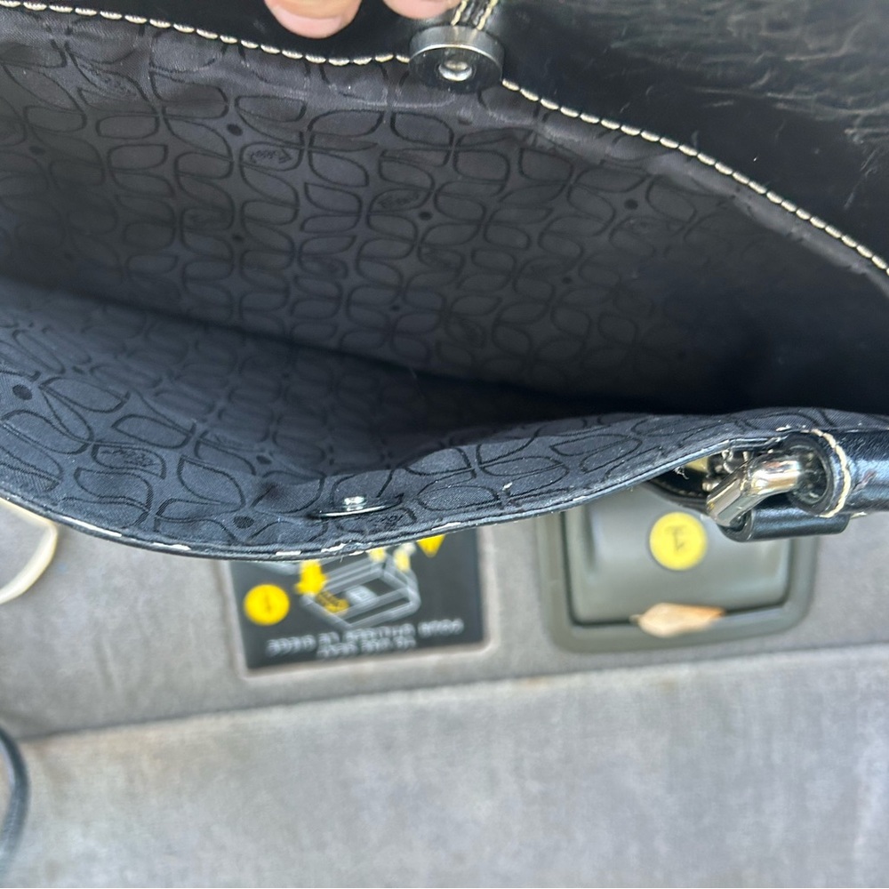 Fossil Black Leather Logo Patch Handbag - Picture 7 of 10